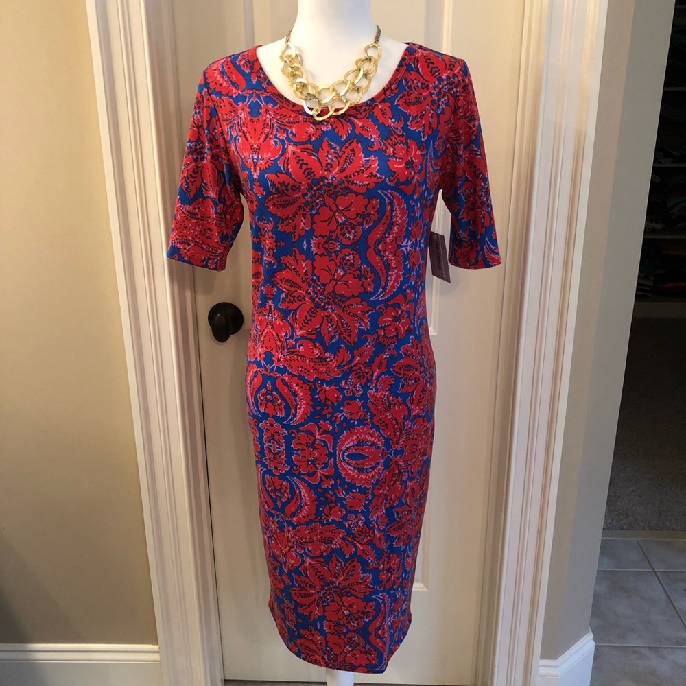 NWT LuLaRoe Red & Blue Julia Dress